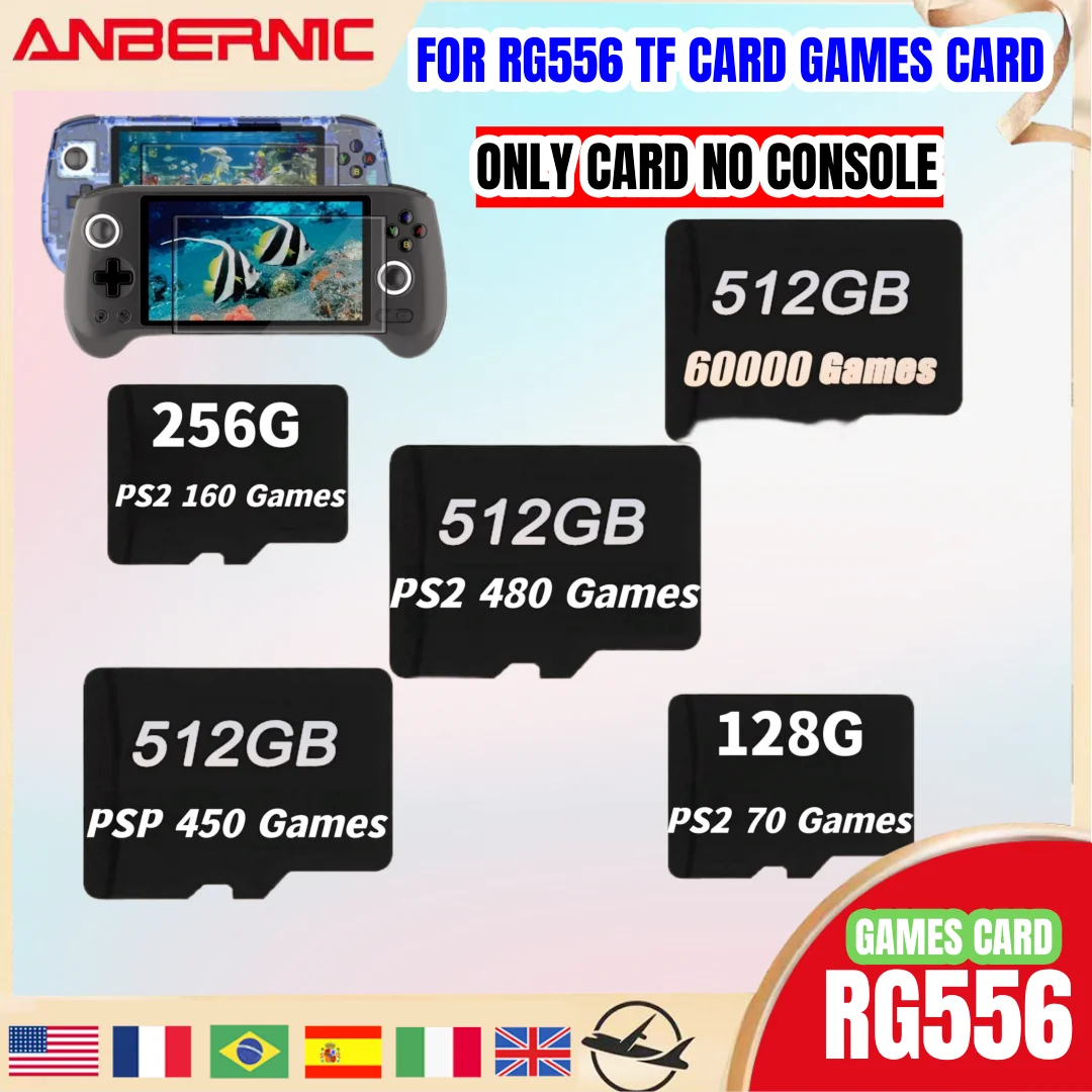 Per Anbernic Rg556 Console Di Gioco Portatile Scheda Di Memoria Scheda Sd Scheda Tf 61000 Giochi Ps2 512G 256G 128G Micro Sd Psp Giochi