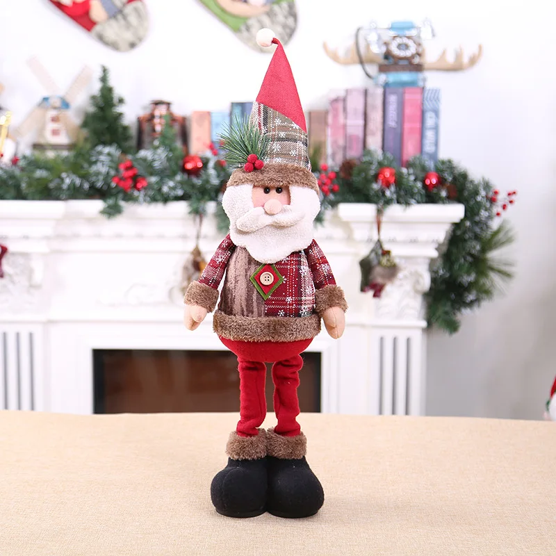 thumbnail image 1 of Muñeco retráctil extensible de Papá Noel para Navidad, decoraciones de personajes navideños, decoraciones navideñas, muñecos de piernas largas, 1 of 4
