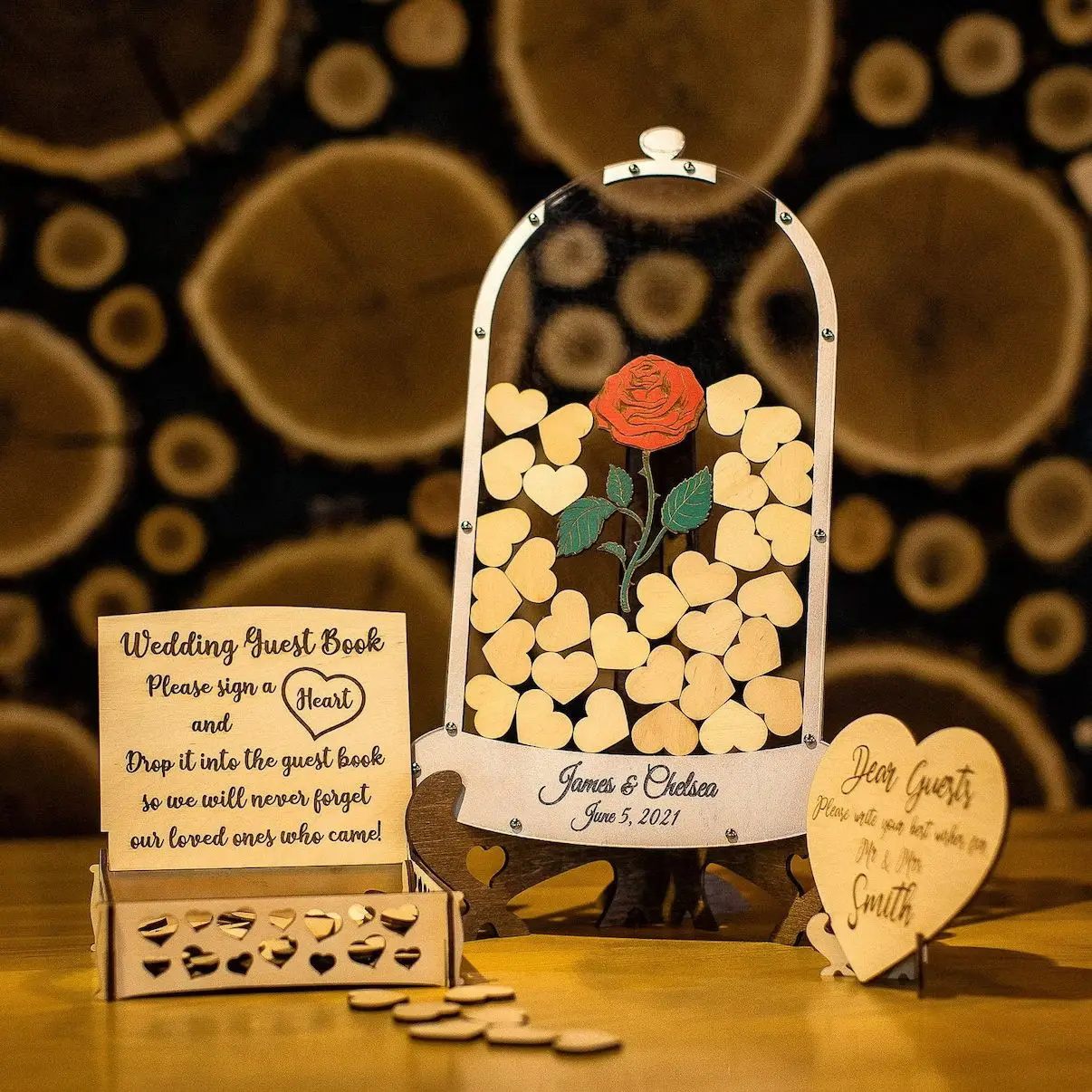 Beauty Guest Book Wedding Guest Book Rose Drop Box Beast Wedding Book Alternative Rose in Flask