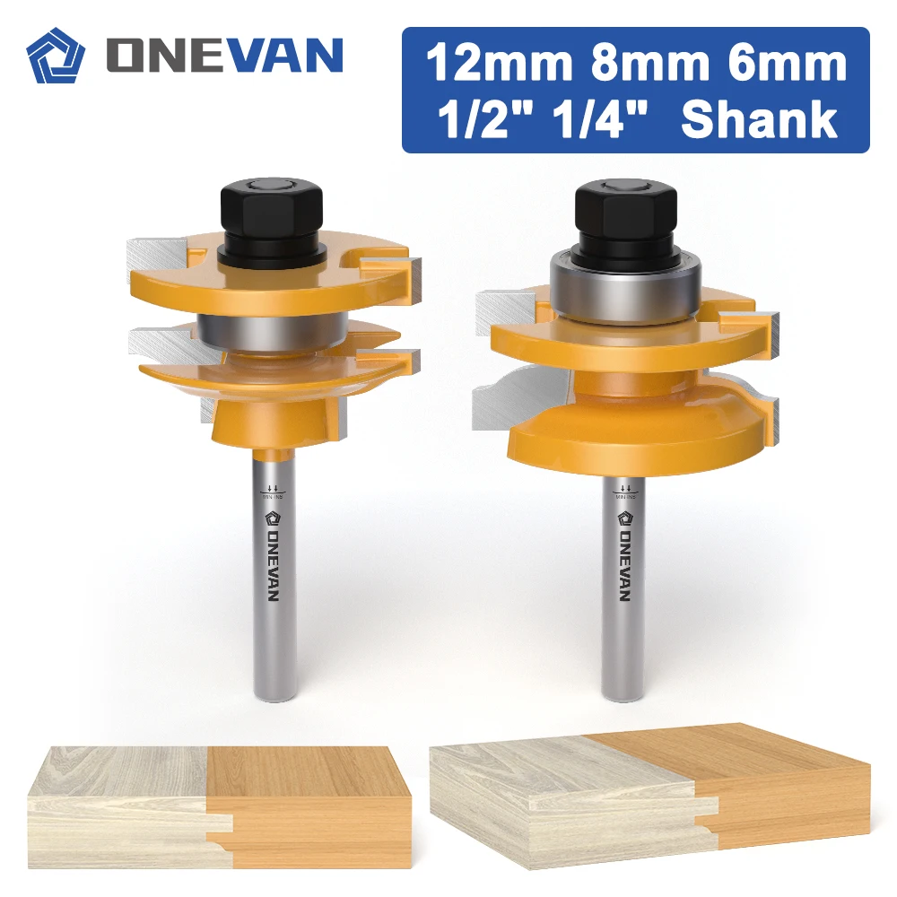

ONEVAN 2PCS Big Ogee Style Rail&Stile Router Bits Set, Woodworking Milling Cutter For Wood Bit Face Mill Carbide Cutter End Mill