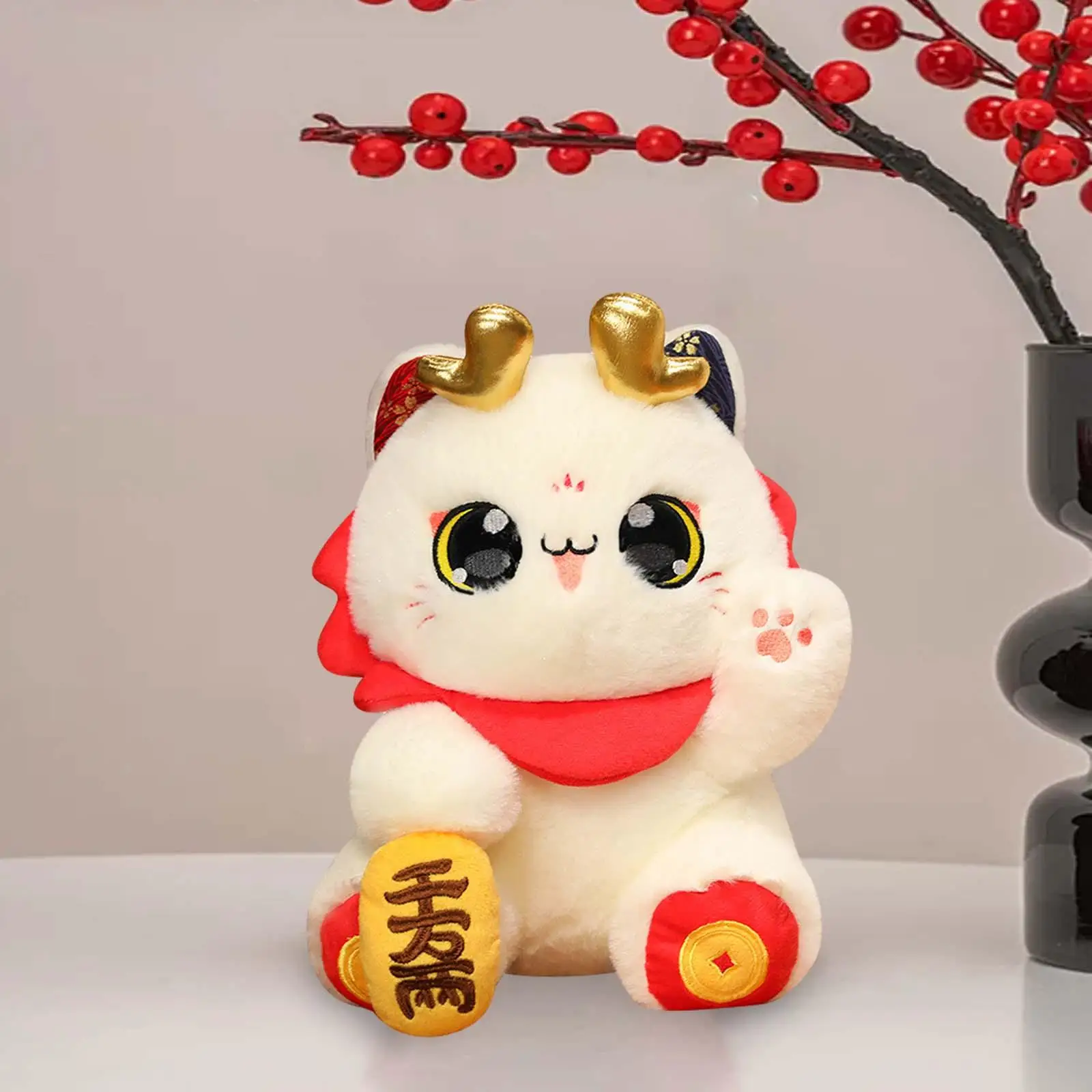 2024 Chinese New Year Cat Decoration Chinchilla Stuffed Animal Birthday Gift Cat Toy Spring Festival Doll for Holiday