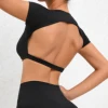 Sports Muscle Back Tee Without Padded Women Backless Sports Shirts Workout Gym Training Yoga T-Shirt Outdoor Open Back Tops