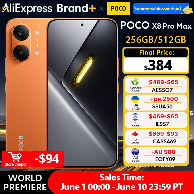 【World Premiere】Global Version  POCO X8 Pro Max 8500mAh Smartphone Dimensity 9500s 6.83'' 1.5K 120Hz Ultra-Bright AMOLED Display
