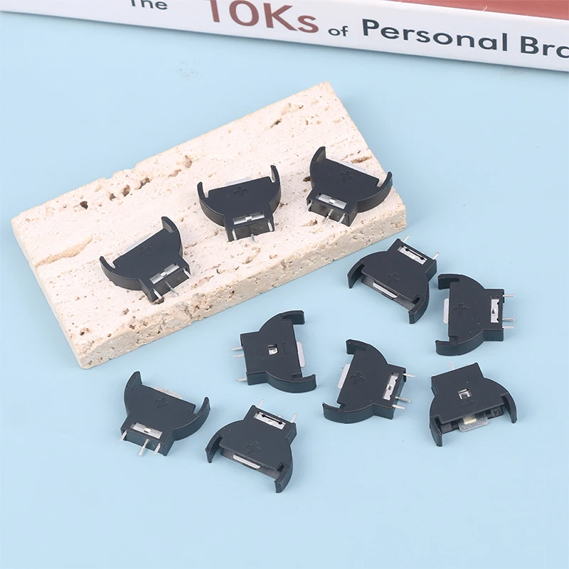 최신 10Pcs 검정색 플라스틱 CR2032 2032 3V 반원형 셀 코인 수직 배터리 홀더 배터리 소켓 케이스 모듈 배터리 박스