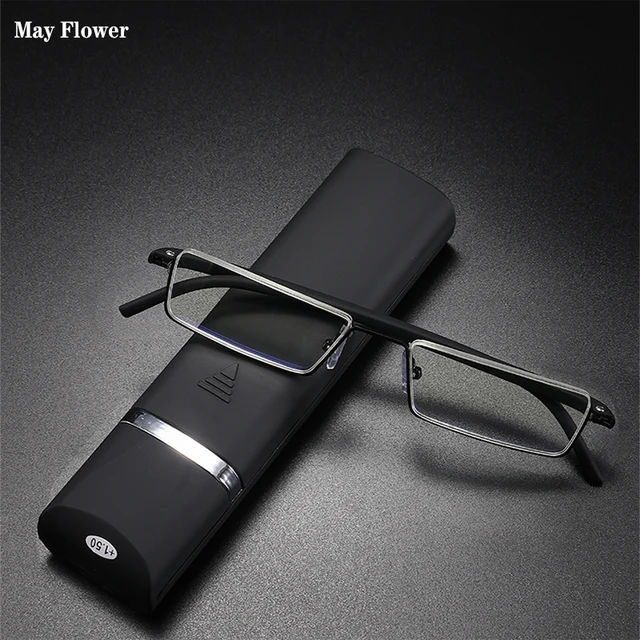 May Flower TR90 lunettes presbytes homme lumière bleue lunettes de lecture hommes lunettes carrées en métal pour la vue Plus lentilles + 1.75 + 2.25 + 2.75 1