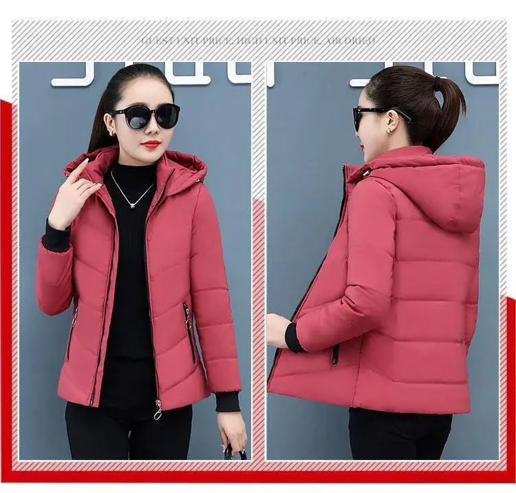 Women'S Short Winter Lambswool Down Cotton Jacket 2025 New Plus Velet Warm Cotton Coat Korean Loose Hooded Parkas Outerwear