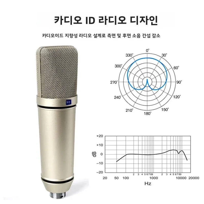 RAYHAYES U87 콘덴서 마이크 전문가용 카디오이드 스튜디오 마이크, 팟캐스팅, 스트리밍, 홈 스튜디오 녹음 장비