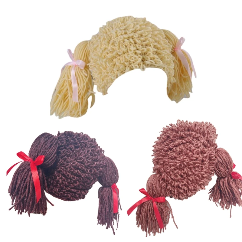 Kid Pigtail Crochet Braid Hat Kids Girl Hat Beanie Hair Pigtail