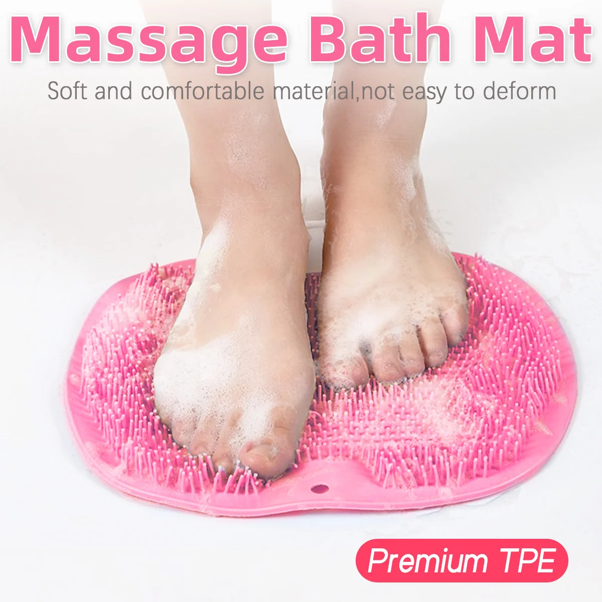 Silicone Back Scrubbing Brush Non Slip Foot Scrub Mat Bath Massage 2 in 1 Combination Foot Scrub Shower Mat with Suction Cup