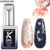 KODIES GEL Flower Glitter Top Coat No Wipe Gel Nail Polish 2 IN 1 Clear Pink Topcoat Long Lasting Strong Manicure Gel Varnishes 1