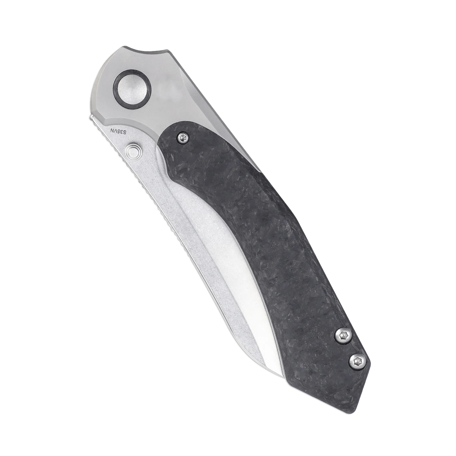 Kizer Survival Knife Clairvoyant Ki4626A1 2023 New Titanium+Carbon Fiber Handle with S35VN Steel Blade Hunting Knife