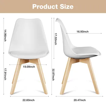 JHK PU Leather Dining Chairs Set of 4 Wooden Legs Lounge Chair for Home Kitchen Comfortable Sponge Cushion Living Room Chair 4
