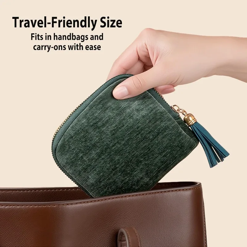 Travel Jewelry Box - Portable Necklace, Ring, Bracelet Organizer, Women's Zipper Jewelry Bag, Convenient and  Practical