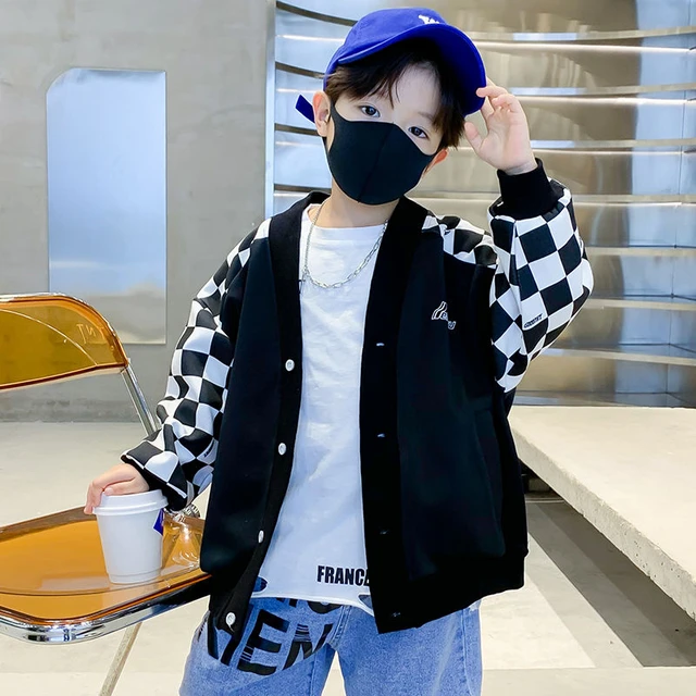 Fashion Boy Baseball Jacket Spring Autumn Kids Blue Black Letter Print Coat  Sport Outerwear Children Bomber Jacket 3-14 Years - Jackets & Coats -  AliExpress