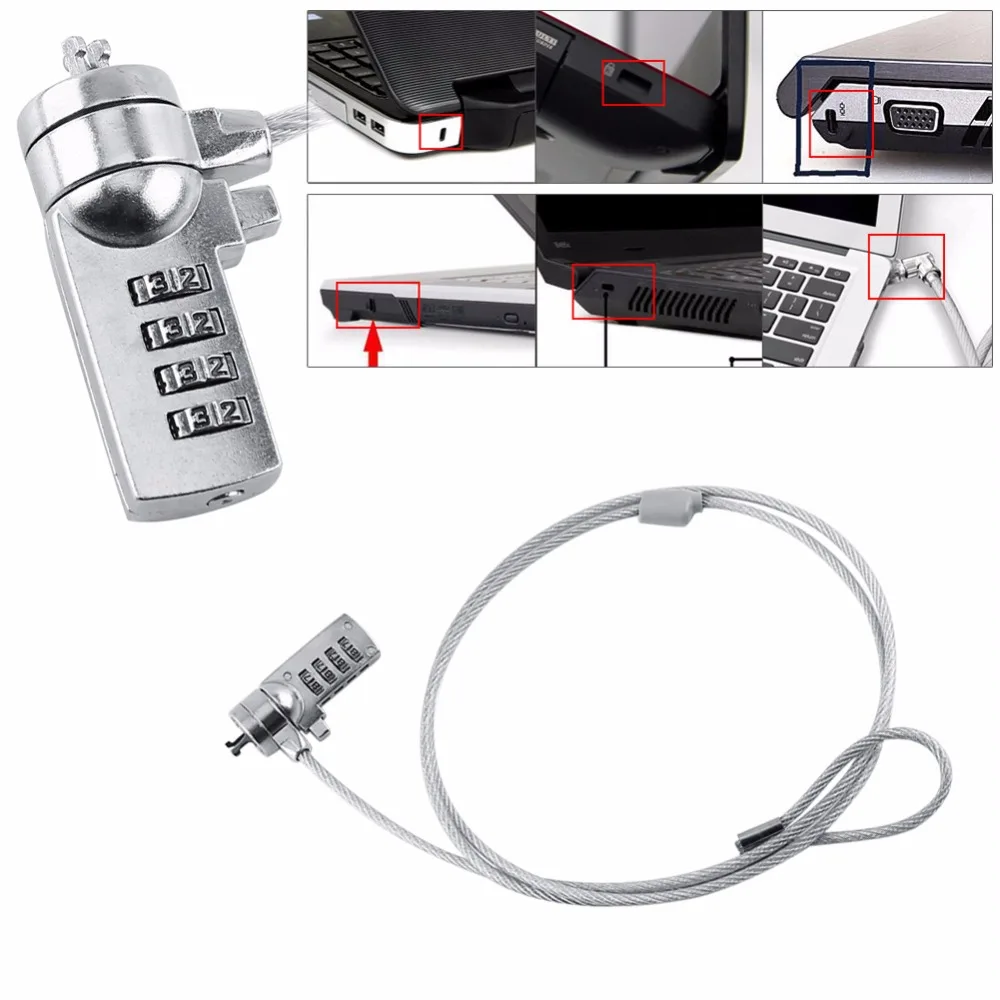 Laptop Lock Laptop Combination Security Lock Cable Chain 4 Digit Password For Notebook PC Theft Deterrent