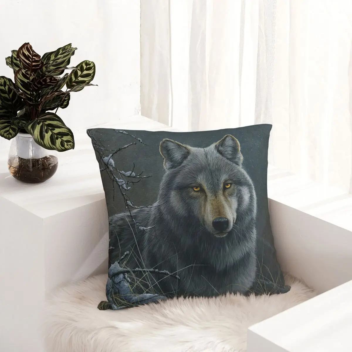 

Wolf pillowcase printed cushion cover sofa waist pillow pillow cover