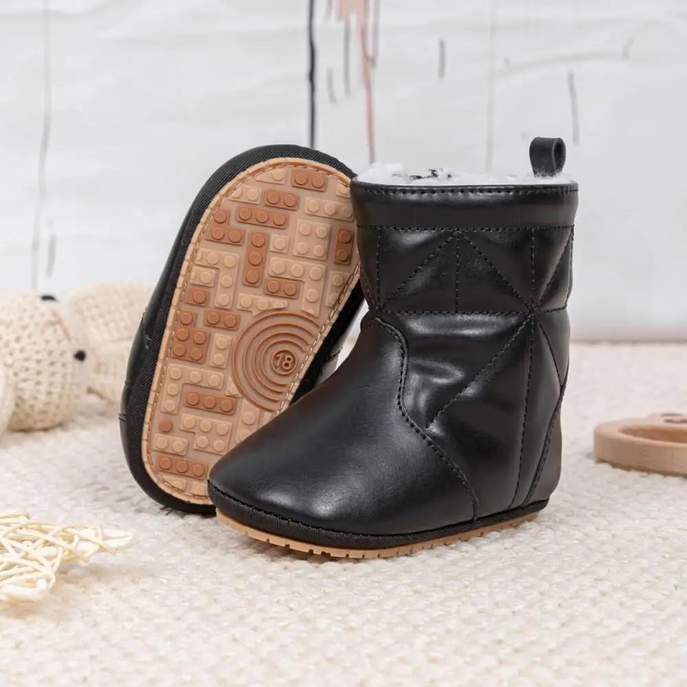 Meckior Newborn baby boots plush winter thick bottom warm socks boots soft bottom comfortable anti-slip toddler snow
