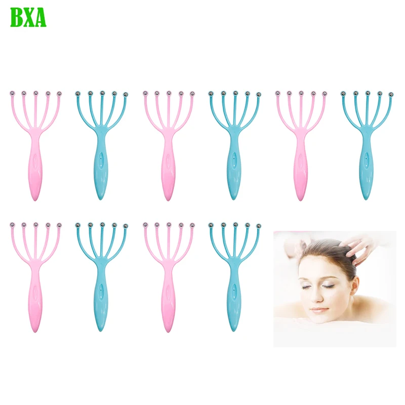 10pcs Handheld Head Scalp Massager Neck Ball Comb Roller 5-Finger Claws Steel  Relax SPA Hair Care for Hair Growth Head Relief lot 10pcs handheld shoulder speaker ptt mic microphone for midland gxt550 gxt650 gxt1000 gxt1000vp4 lxt210 216 gxt1000 gxt1050