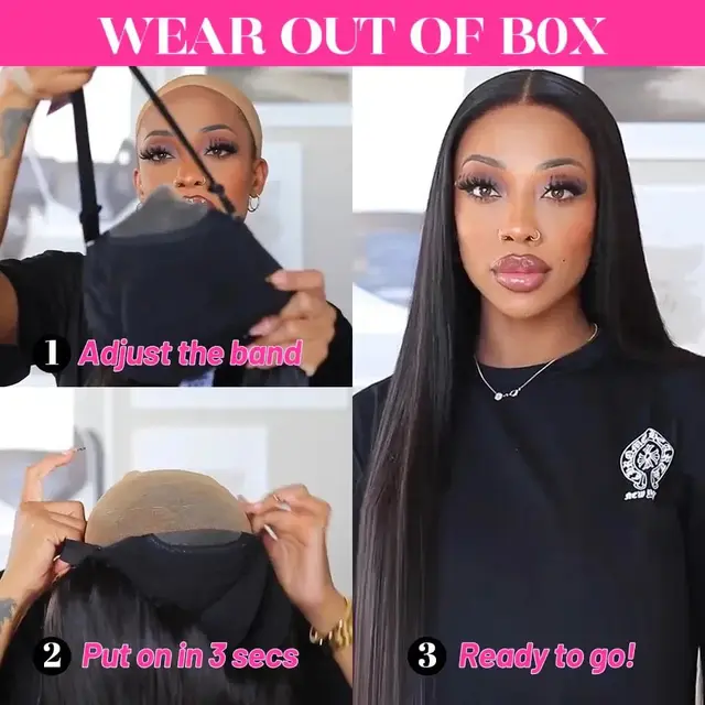Wear And Go 5x5 9x6 Straight Glueless Wig Human Hair Ready To Wear Brazilian Lace Front Closure Wigs For Black Women Preplucked 3