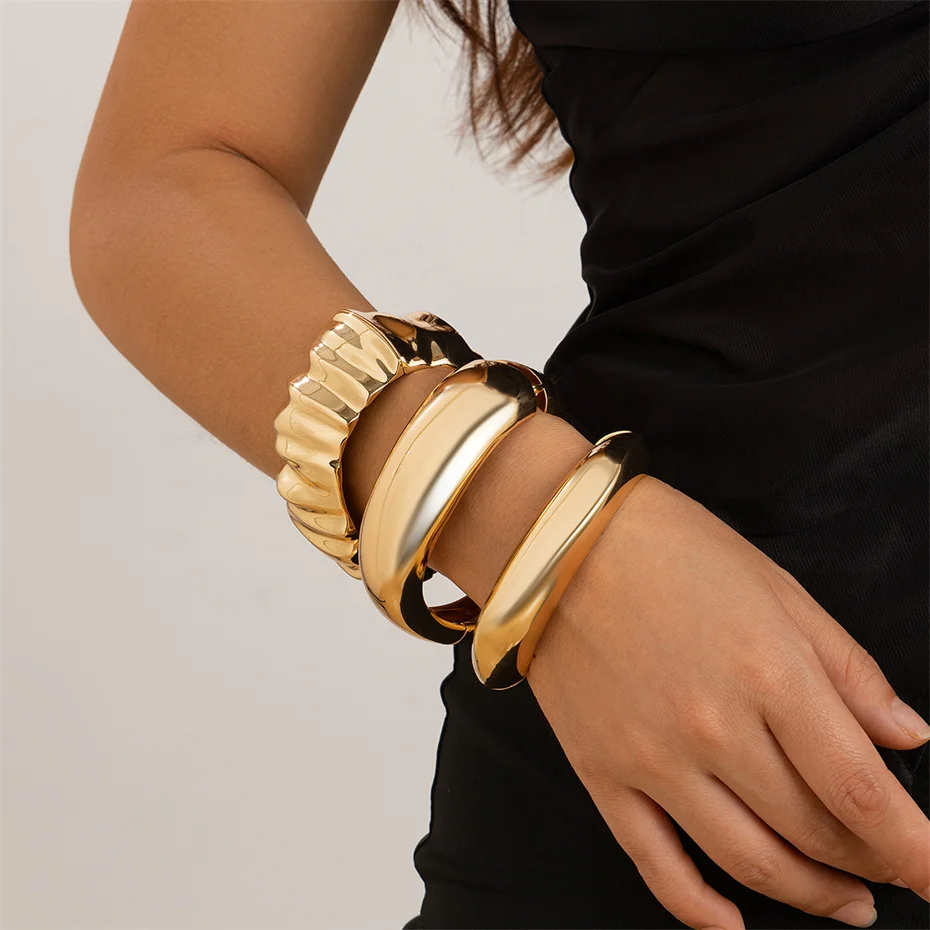 Ingemark 7 Styles Exaggerated Chunky Water Drop Open Cuff Bangles for Women Adjustable Arm Bracelet Grunge Jewelry Steampunk Men