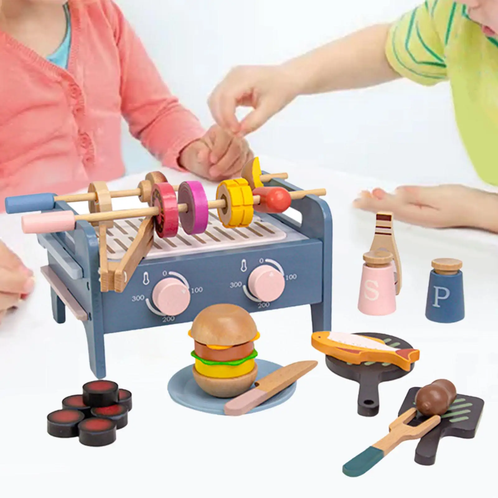 Kids Role Kitchen With Cutting Toy Accessories For Food Set Pretend Play BBQ Grill Cooking Fun_voghion.com