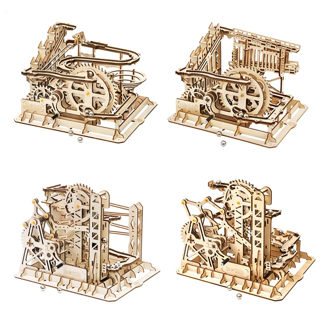 Robotime DIY 3D Wooden Puzzle Marble Run Assembly Model Building Block Kit Stem Toy For Kids Adult 1