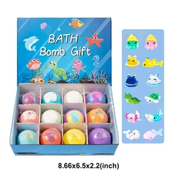 Ocean - Themed Bath Bomb Gift Set - 12 Handmade Bubble Bath Balls with Surprise Sea Animal Toys Inside, 60g Each (AS shown)