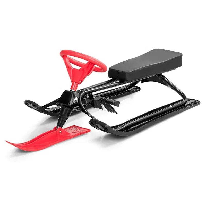 Outdoor Winter Junior Metal Snow Sledge Scooter With Steering Wheel