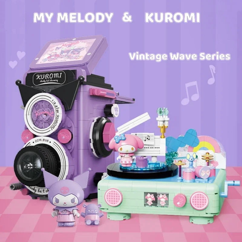 

Sanrio Building Block Vintage Wave Series Building Block Cute Cartoon Kuromi My Melody Kawaii Assembly Puzzle Toy Creative Gift