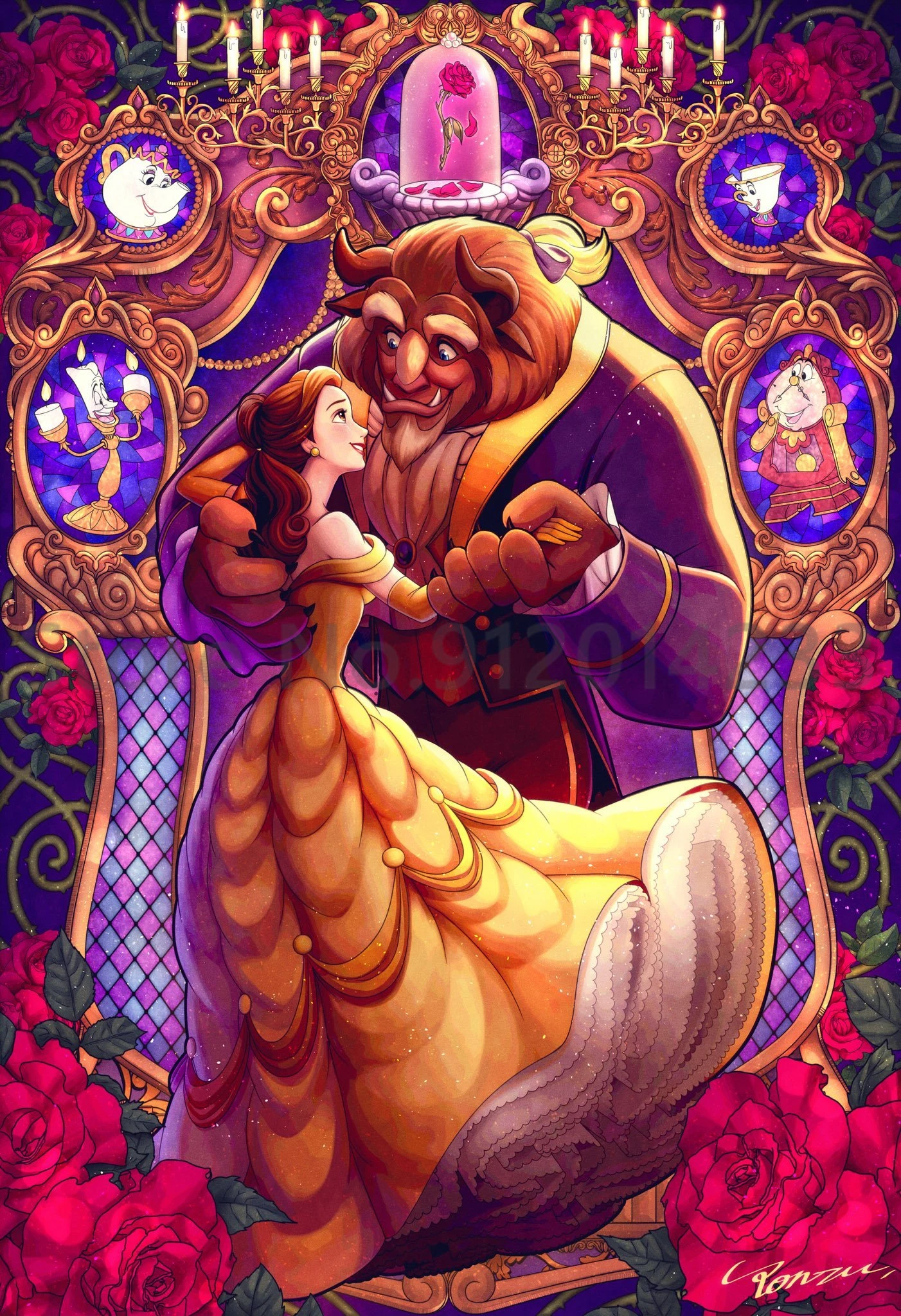 Disney Beauty And Beast In Ballroom - 5D Diamond Painting 