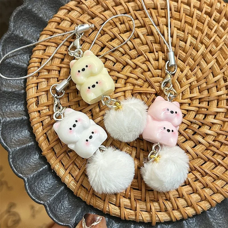 Wind Chimes Cartoon Keychain Dog Cat Keychains Mobile Phone Chain Pendant Backpack Hanging Pendants Decoration Bag Accessories Wind Chime Stainless Steel Keychain Phone Strap Pendant