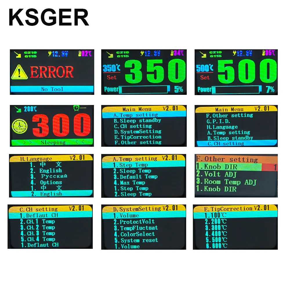 KSGER C245 C210 Soldering Station For JBC Iron Tips Phone Repair Welding Tools Lead-free 180W 3s Heat Sleep Holder AC110-240V 5