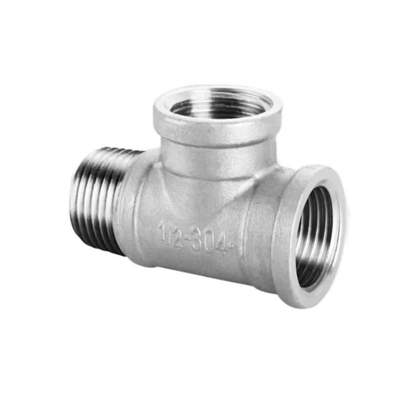 Pipe Fitting Water Pipe Fitting Hose Pipe Fitting Tee Adapter 304 Stainless Steel Male Female Thread Tee Connector BSPT Pipe Connector Fitting
