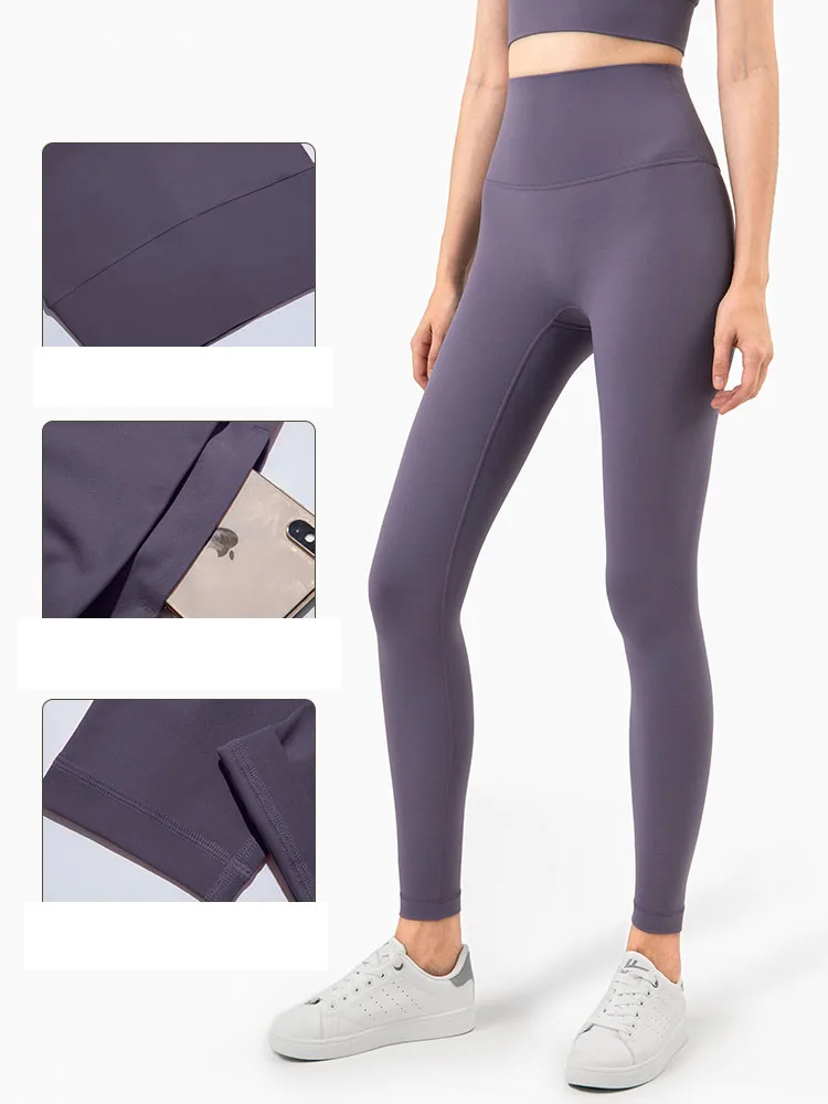 Women's Purple Solid Nylon Activewear Legging