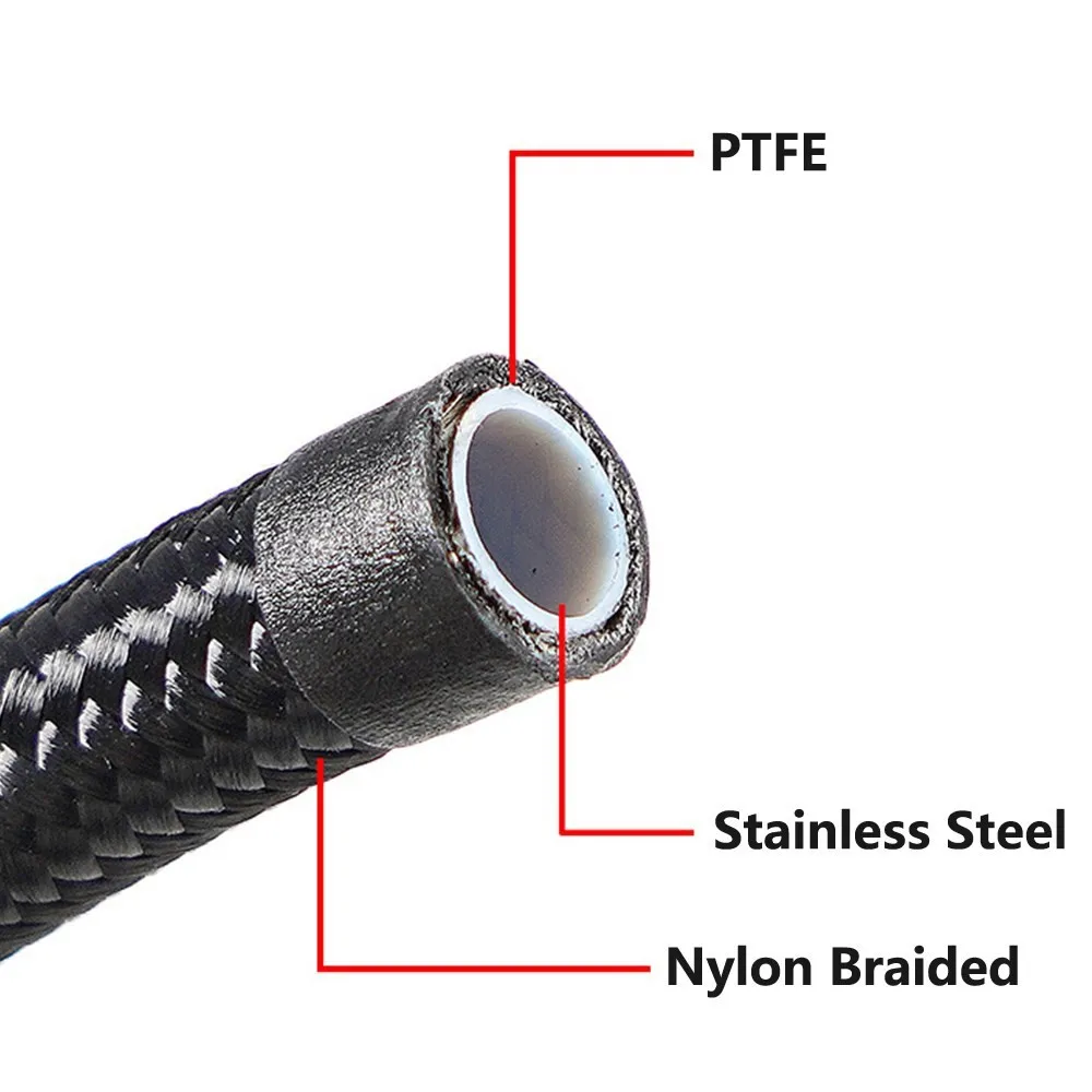 7Ft Flexible PTFE Transmission Cooler Hose Lines Fitting Nylon Billet Aluminum Braided Lines 2X For 4L60/700R4/TH350/TH400 silicone oil hose tube