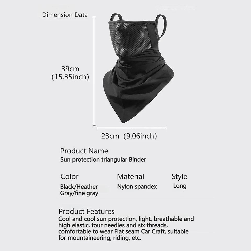 LOOGDEEL Cycling Mask Sun Protection Ice Silk Breathable Headgear Neck Fishing Collar Triangle Scarf Face Ear-hanging UV_voghion.com
