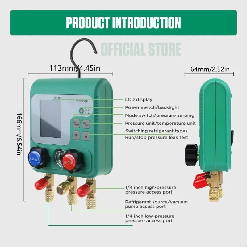 T3EF Air Conditioning Vacuum Pressure Gauge with Automatic Shutoff Save Battery Life