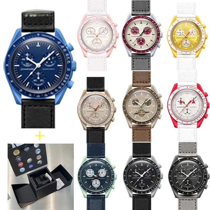 

Top Original Brand With Original Box Moon Watches For Mens Multifunction Plastic Case Watch Chronograph Explore Planet AAA Clock