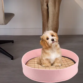 Pet Cooling Mat Summer Dog Bed Small Cat Nest Felt Straw Material Comfortable Non-Skid Cooling Sleeping Mat for Indoor Use