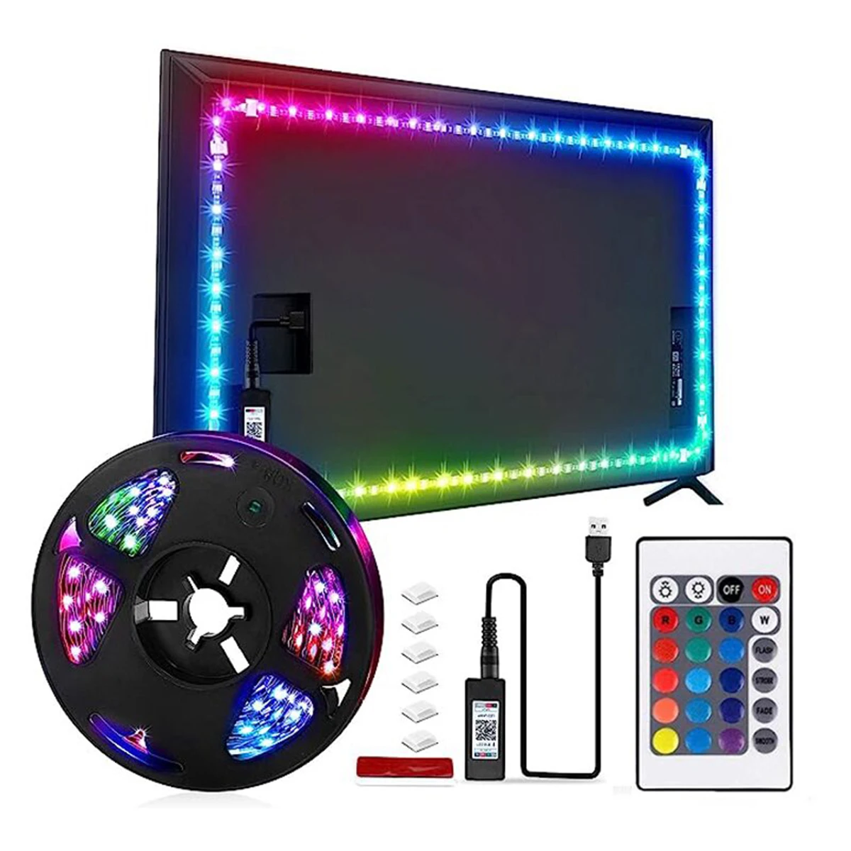 LED Strip Lights RGB 5050 Remote App Control TV Backlight Flexible Ribbon Tape USB 5V PC Gaming Room Decoration