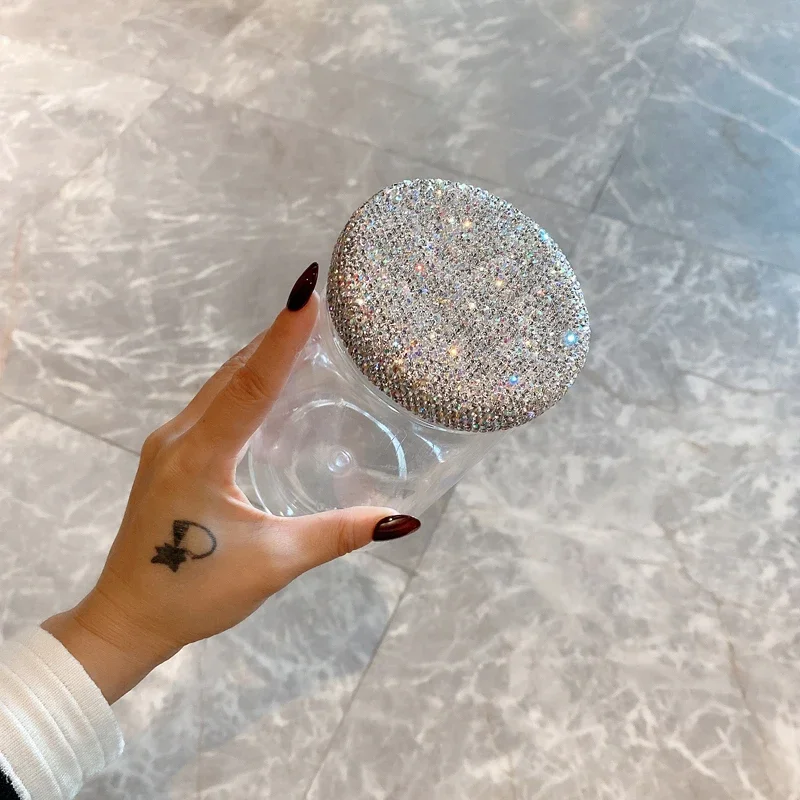 Storage jar Sparkling Empty Jars Lid Rhinestone Cover Sealed Empty Bottle Food Storage Bottle Plastic Container Beans Dry Herb Jar