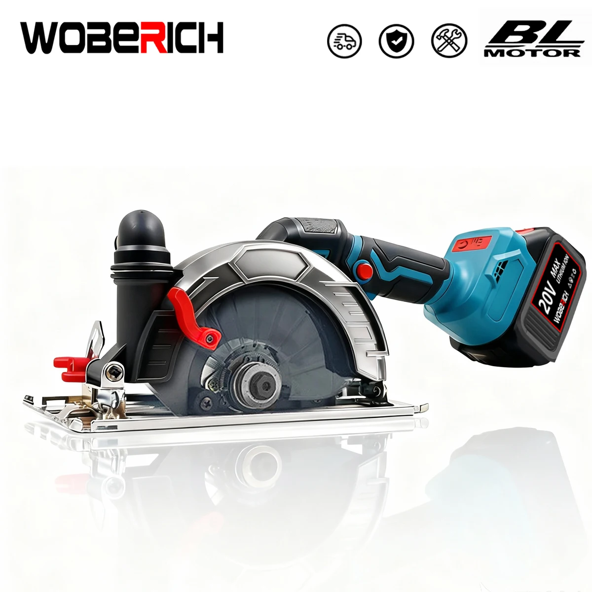 WOBERICH 6.5 Inch Brushless Electric Circular Saw Lithium Battery Powered One Hand Wood Cutter For Makita 18 21V Battery, 6.5 inch brushless electric circular saw lithium battery powered one hand wood cutter for Makita 18 21V battery