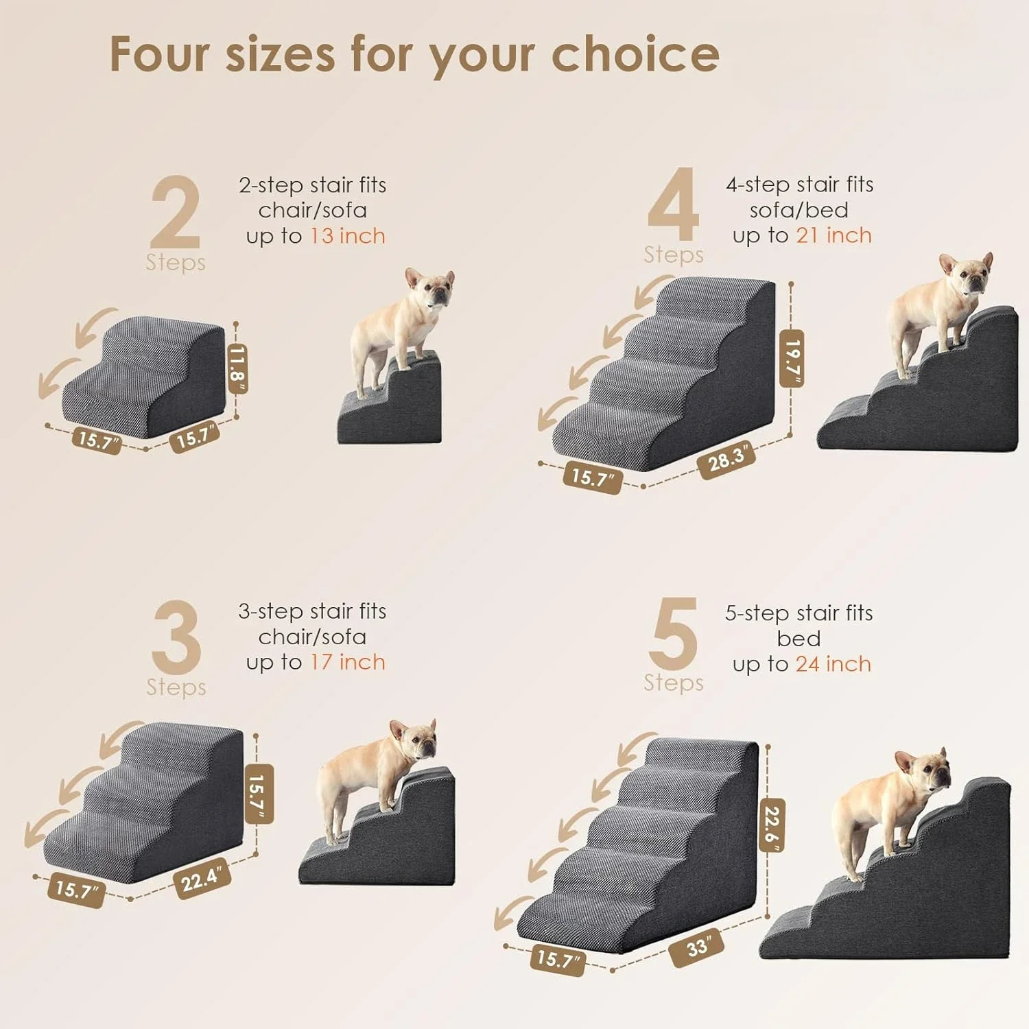 Curved Pet Stairs Ramp for Small Dogs & Cats – Non-Slip High Bed Steps 6