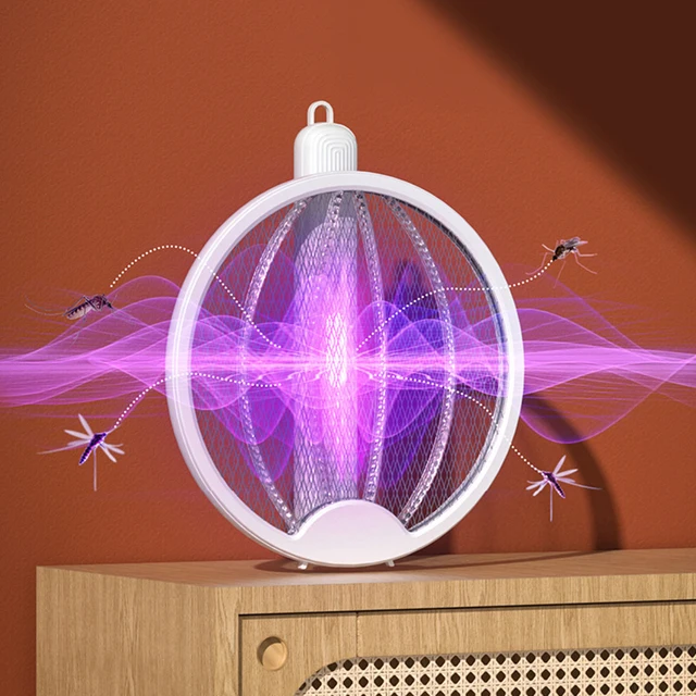 4 Az 1-Es Összecsukható Elektromos Szúnyograszpoly Swatter Wall-Szerelt Kézi 3000 V-Os Újratölthető Szúnyogok Légybogár-Zapper Otthon - Image 3