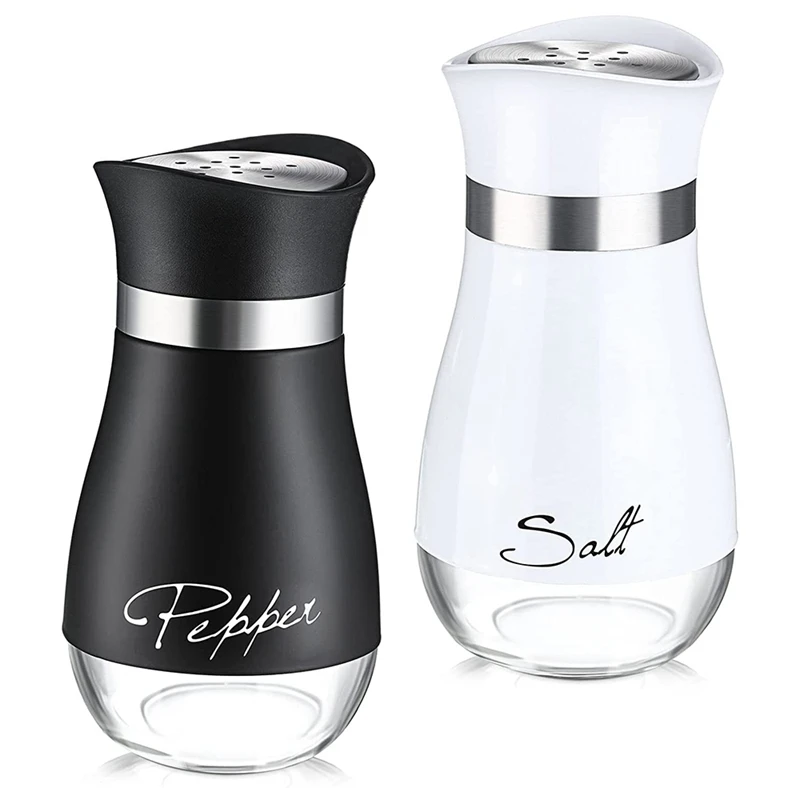 Glass Salt Pepper Dispenser Spice Seasoning Cans Adjustable Pour Holes Refillable Pepper Shaker Kitchen Storages