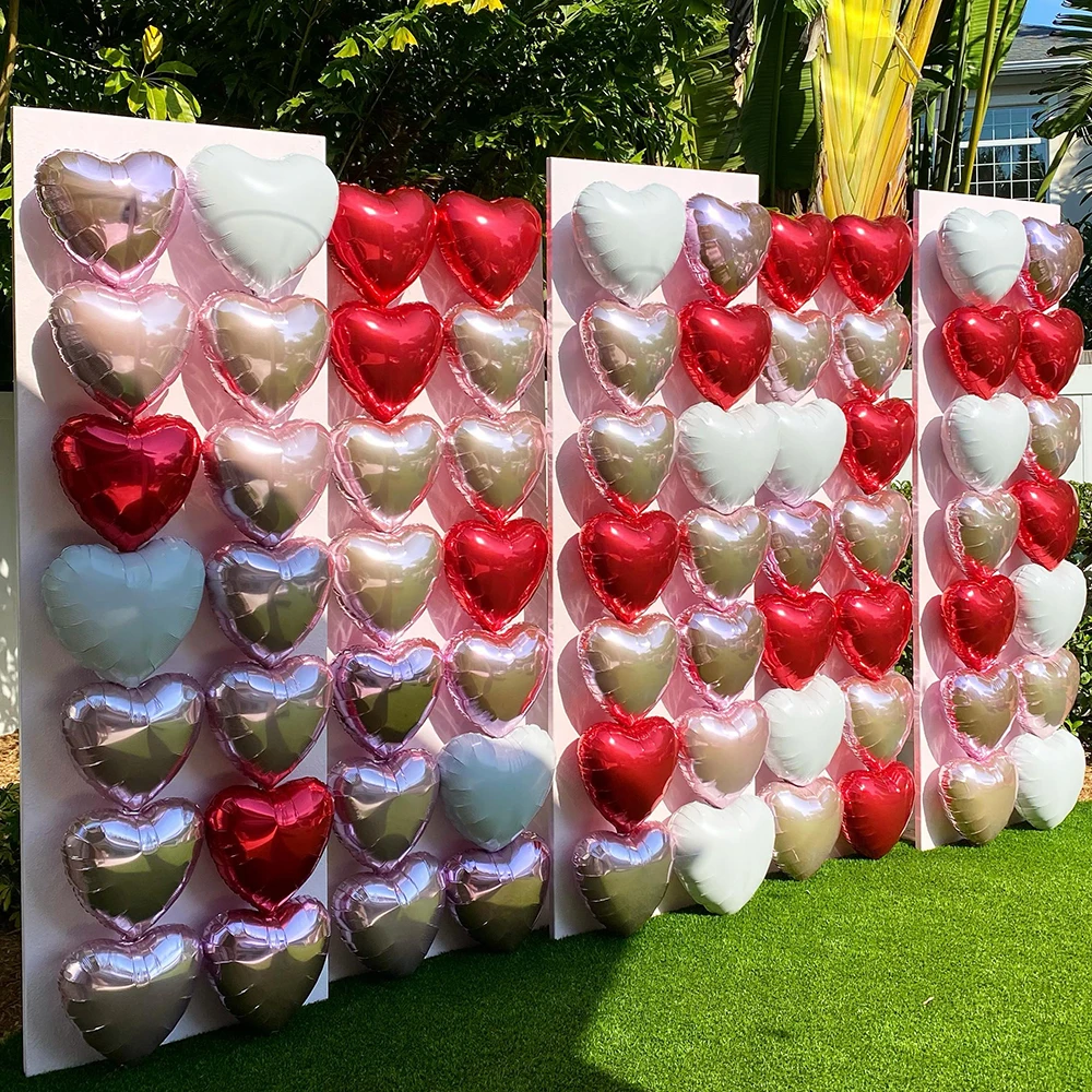 12 Stück herzförmige Folienballons, 45,7 cm, rot, cremefarben, beige, Liebesherz, Folienballons für Valentinstag, Hochzeit, Geburtstag, Party-Dekoration