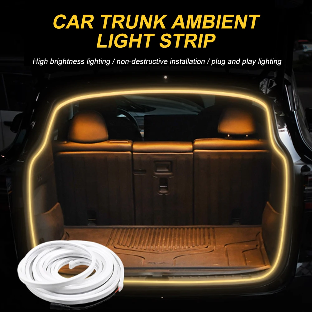 

For Tesla Model Y 21-23 Car Frunk LED Light Strip 5m Front Rear Trunk Neon Strip Ambient Light Waterproof Interior Accessories