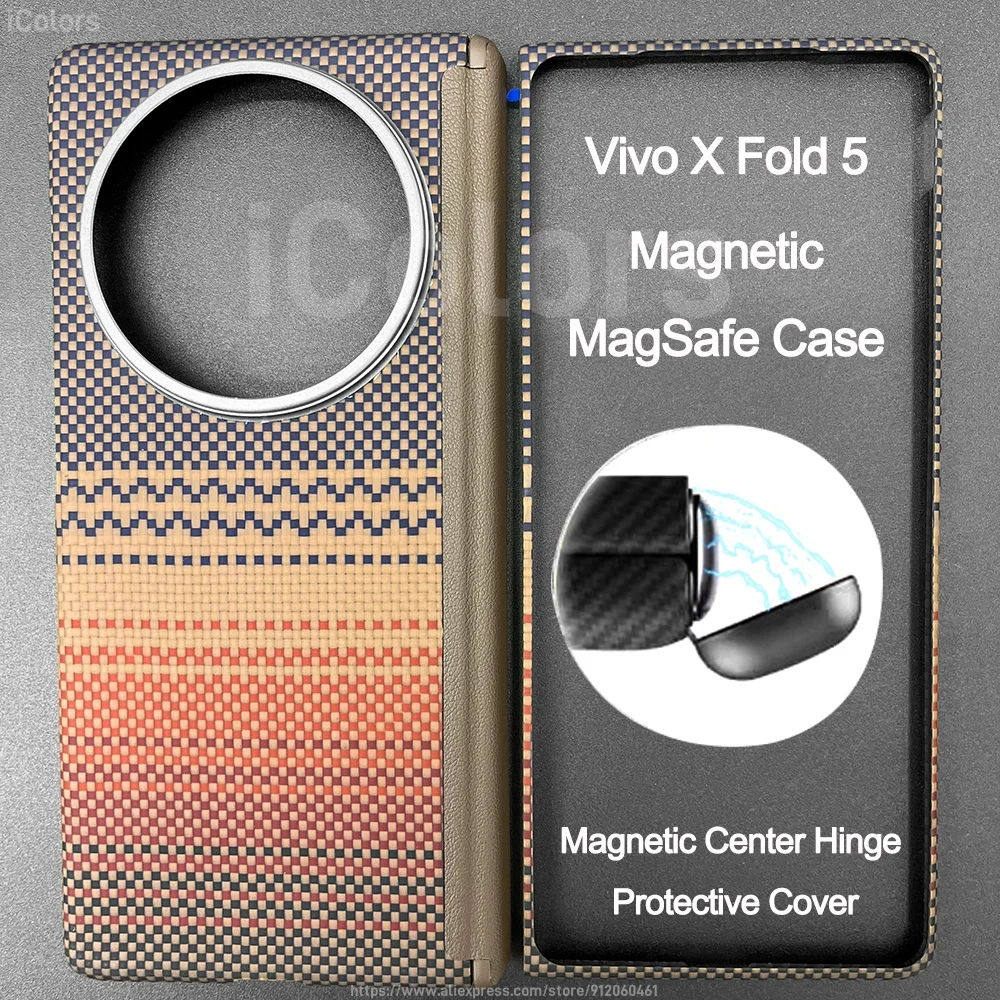 Ultra-Thin Carbon Fiber Magnetic Aramid Protective Case with Central Hinge