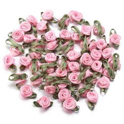 Set of 50 Mini Rose Artificial Flower Heads - Polyester Roses for DIY Wedding Decor and Craft Accessories (Light pink)