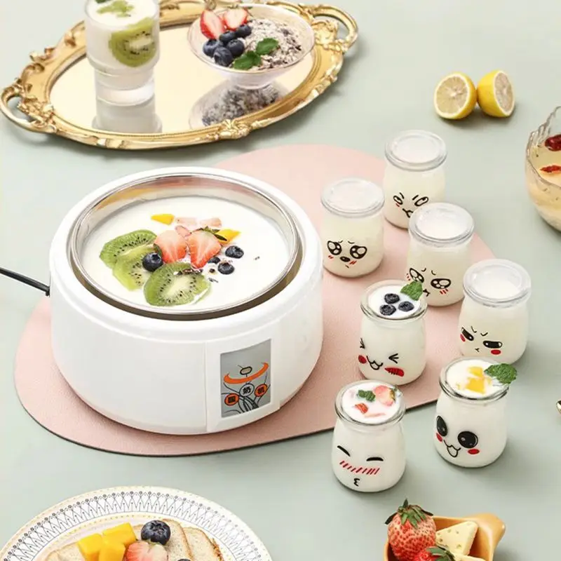 DMWD Fully Automatic Yogurt Maker 1.5L Stainless steel liner Thermostatic Rice wine Enzyme Natto Fermenter With Sealed glass cup 3